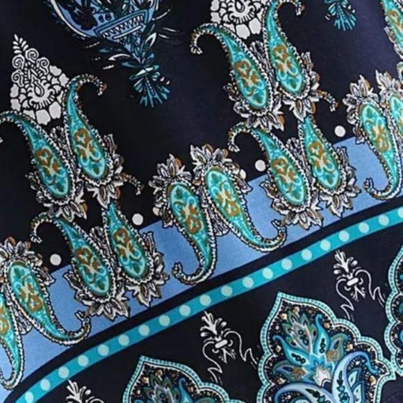 Luxe Boho Printed Gypsy Kimono Navy Blue Cardigan - Picture 9 of 10